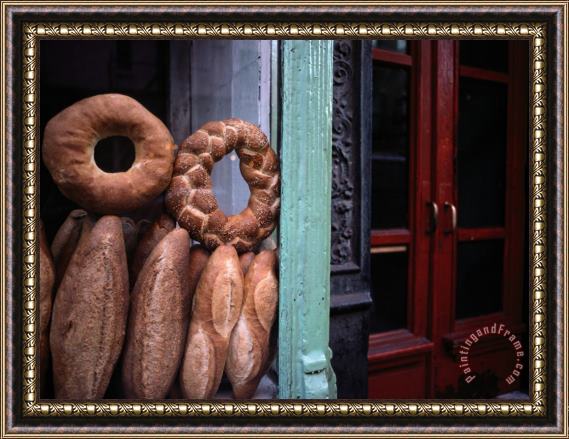 Raymond Gehman Bread Is Displayed in a Store Window Framed Print