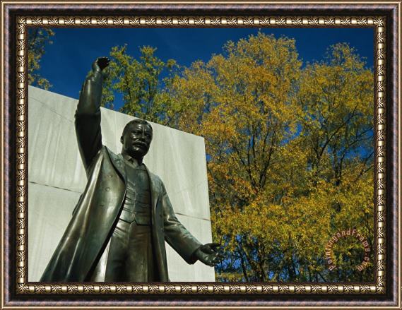 Raymond Gehman Bronze Statue of Theodore Roosevelt with Yellow Oak Leaves Framed Print
