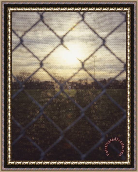 Raymond Gehman Centerfielder Plays Baseball at Twilight Framed Painting