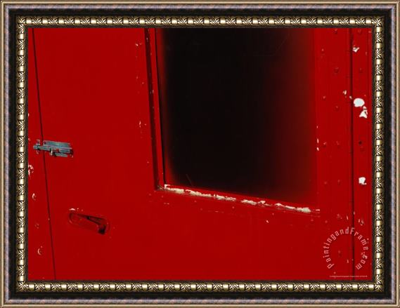 Raymond Gehman Close View of a Bright Red Door Framed Print