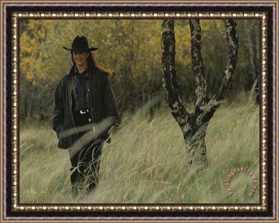 Raymond Gehman Cowgirl in The Grass Framed Painting