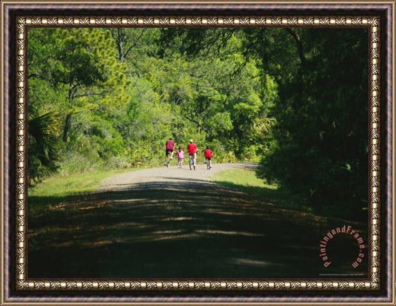 Raymond Gehman Cyclists on a Trail in The Pinckney Island National Wildlife Refuge Framed Painting