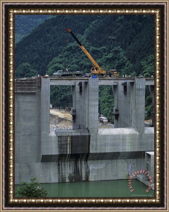 Raymond Gehman Dam Project Construction Yang River Canyon Shaoguan Area Framed Print
