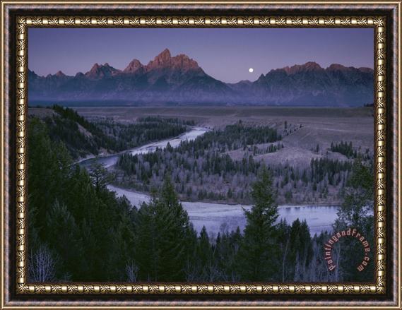 Raymond Gehman Dawn Strikes The High Ridge of The Teton Range Framed Painting