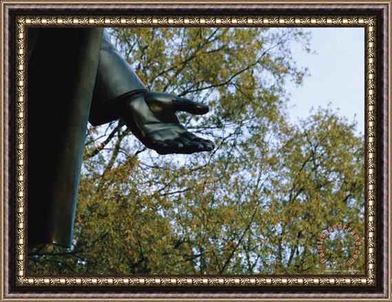 Raymond Gehman Detail of Bronze Statue of Theodore Roosevelt with Yellow Oak Leaves Framed Painting