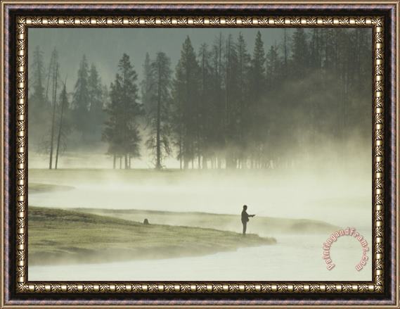 Raymond Gehman Fishermen in The Morning Mist on The Madison River Framed Print