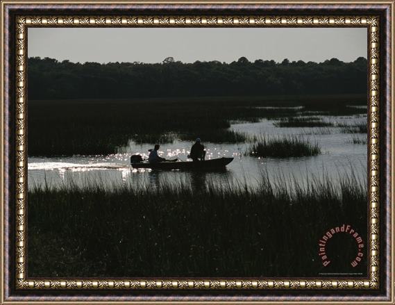 Raymond Gehman Fishermen on Sawpit Creek at Dusk Framed Painting