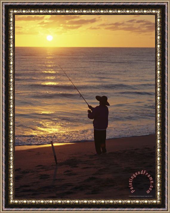 Raymond Gehman Fishing at Sunrise Framed Painting