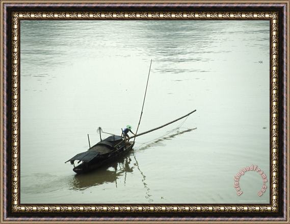 Raymond Gehman Fishing Boat on The Mingjiang River Guangxi China Framed Painting