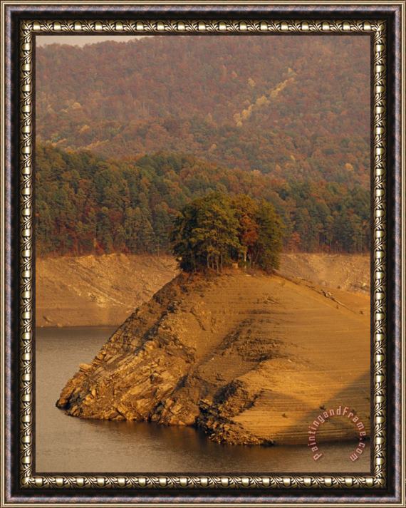 Raymond Gehman Fontana Lake Resevoir at Low Level Great Smoky Mountains in Distance Framed Painting
