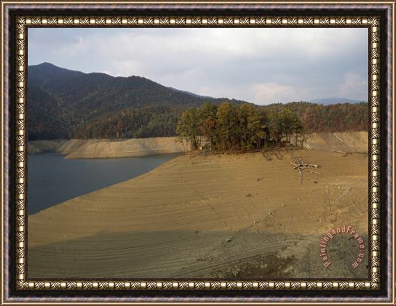 Raymond Gehman Fontana Lake Resevoir at Low Level Great Smoky Mountains in Distance Framed Print
