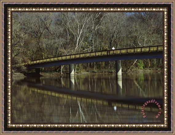 Raymond Gehman Footbridge Over Potomac Channel Between Rosslyn And Roosevelt Island Framed Painting