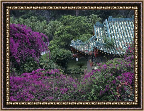 Raymond Gehman Formal Gardens Around Tile Roofed Chinese Style Building Framed Print