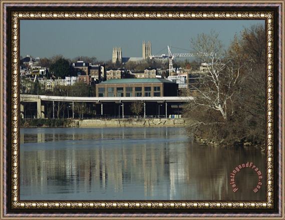 Raymond Gehman Georgetown And National Cathedral Seen From Across The Potomac River Framed Painting