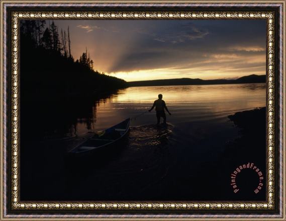 Raymond Gehman Glassy Waters Mirror a Summer Sunset on Shoshone Lake Yellowstone Framed Print