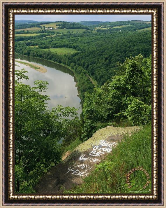 Raymond Gehman Graffiti on a Rock Outcrop Above The Susquehanna River Framed Print