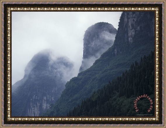 Raymond Gehman Karst Limestone Mountains Above The Li River Guilin Guangxi China Framed Print