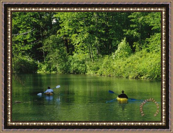 Raymond Gehman Kayakers Paddle in The Headwaters of The Susquehanna River Framed Painting