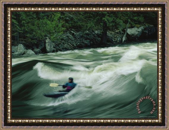 Raymond Gehman Kayaking on The Lochsa River in The Clearwater National Forest Idaho Framed Painting