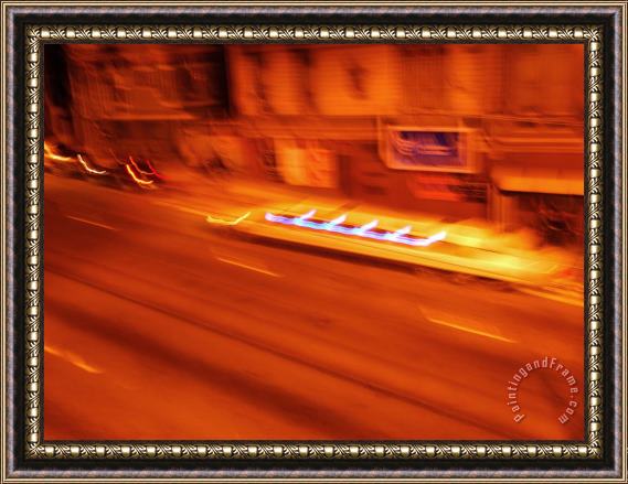Raymond Gehman Limo Pulling Away From Bus Stop on San Francisco City Street Framed Print