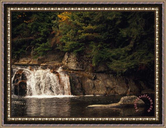 Raymond Gehman Linville Falls Cascading Into a Pool Framed Painting