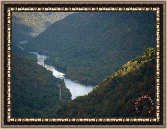 Raymond Gehman Looking Down at The New River Running Through a Mountain Gorge Framed Painting
