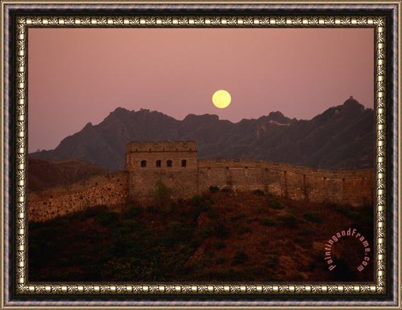 Raymond Gehman Moonrise Over The Great Wall Framed Print
