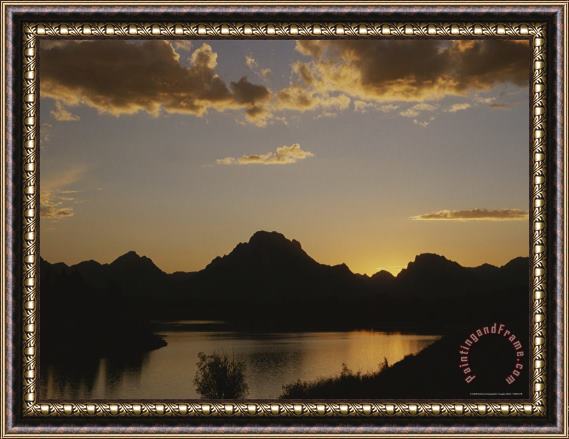 Raymond Gehman Mount Moran And The Snake Rivers Oxbow Bend at Twilight Framed Painting