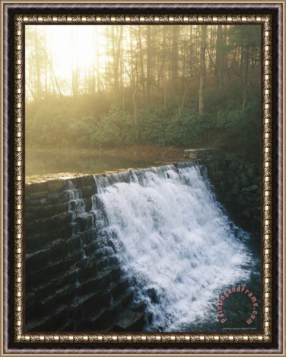 Raymond Gehman Otter Creek Flowing Over a Dam Into Otter Lake Framed Painting