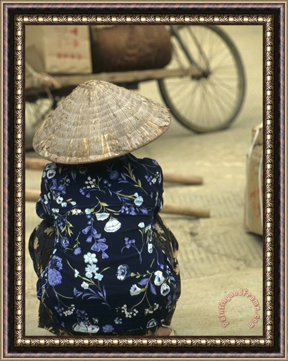 Raymond Gehman Pingxiang Street Scene Hand Carts at Market Guangxi China Framed Painting