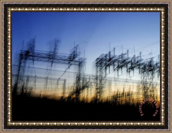 Raymond Gehman Power Lines at Twilight Framed Painting
