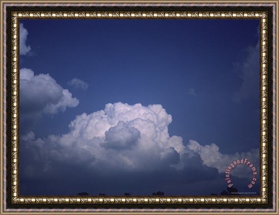 Raymond Gehman Puffy Clouds in The Blue Sky Framed Painting