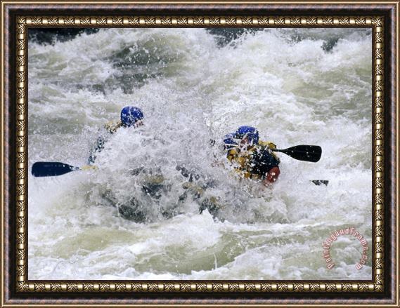 Raymond Gehman Rafters Making Their Way Through Rapids on The Gauley River Framed Print
