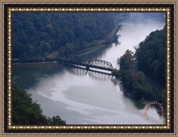 Raymond Gehman Railroad Bridge Over The New River West Virginia Framed Painting