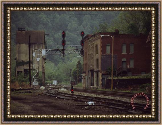Raymond Gehman Railroad Junction Through The Old Town of Thurmond West Virginia Framed Painting
