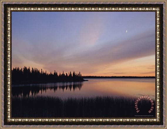 Raymond Gehman Rocky Lake at Sunset Framed Painting
