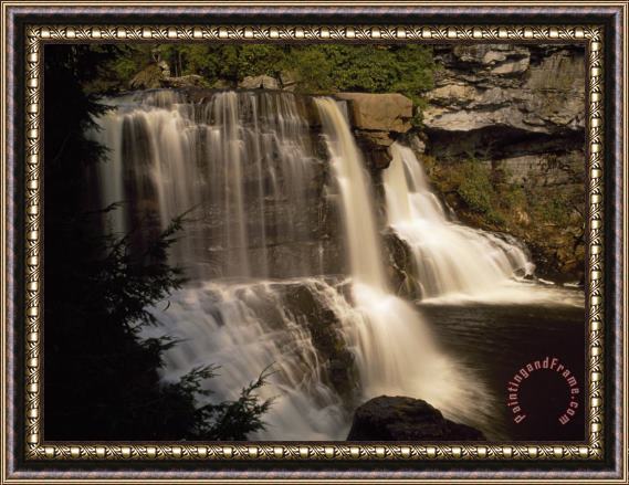 Raymond Gehman Scenic View of The Cascading Waters of Blackwater Falls Framed Painting