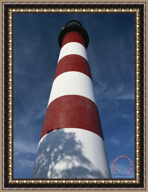 Raymond Gehman Skyward View of The Assateague Island Lighthouse Against a Blue Sky Framed Painting