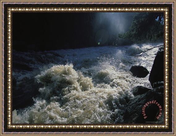Raymond Gehman Snow Melt Swells The Lamar River As It Rushes Through a Canyon Framed Print