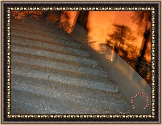 Raymond Gehman Staircase And Silhouetted Trees in Buena Vista Park San Francisco Framed Painting