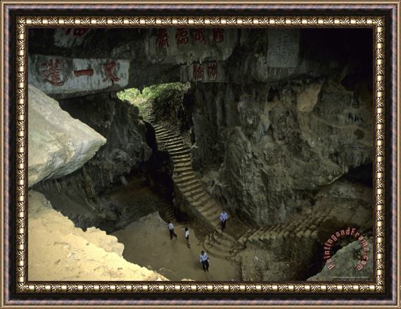 Raymond Gehman Stairway Down to Baiyun Cavern Pingxiang Guangxi China Framed Painting
