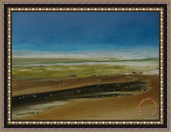 Raymond Gehman Steam Rises From a Hot Spring with Algae Growing Along The Edges Framed Painting