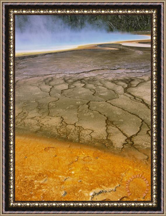 Raymond Gehman Steam Rises From Grand Prismatic Spring Framed Painting