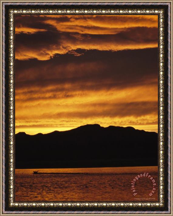 Raymond Gehman Sunset Is Reflected in The Mackenzie River at Camsell Bend Framed Painting