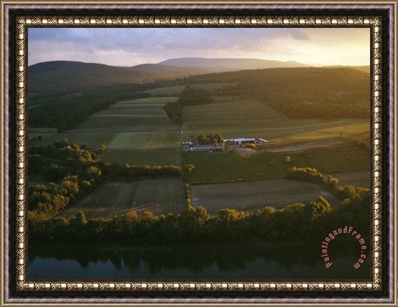 Raymond Gehman Sunset Over a Farm on The Susquehanna River Framed Print
