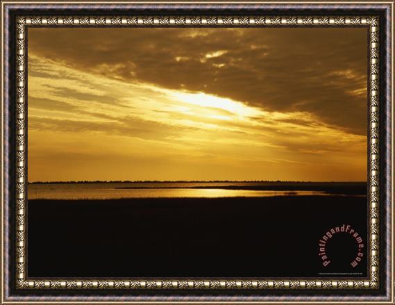 Raymond Gehman Sunset Over a Tidal Marsh with Cordgrass Framed Print