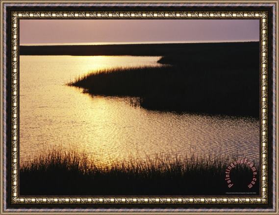Raymond Gehman Sunset Over The Marsh at Fishbone Creek Framed Painting