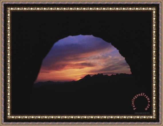 Raymond Gehman Sunset Through The Mutianyu Tower Along The Great Wall of China Framed Print
