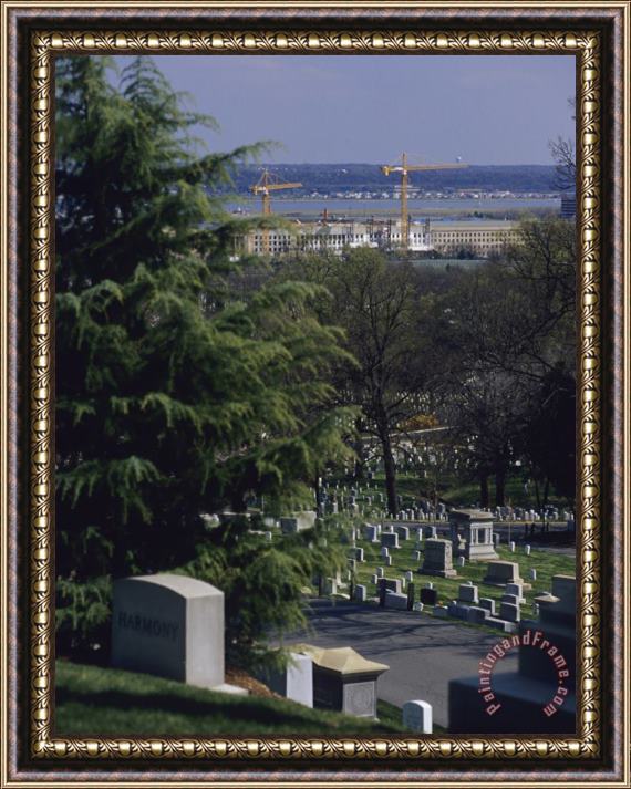 Raymond Gehman The Pentagon Looms Behind Arlington National Cemetery Framed Print