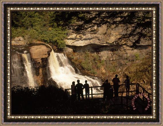 Raymond Gehman Tourists Watching The Cascading Water of Blackwater Falls Framed Painting